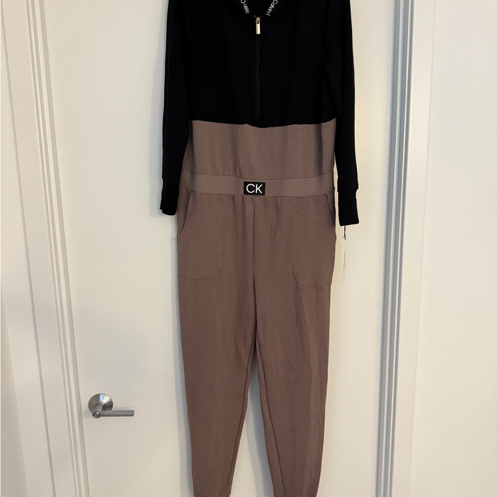 Calvin Klein Black & Tan Jumpsuit w/ Hood